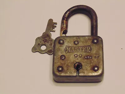 Antique MASTER LOCK Co. # 99 Lever Padlock With Working Key USA • $16.99