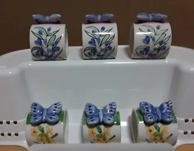 £14.99 • Buy Royal Worcester Porcelain Napkin Rings With Floral Design & Butterfly Set Of 6