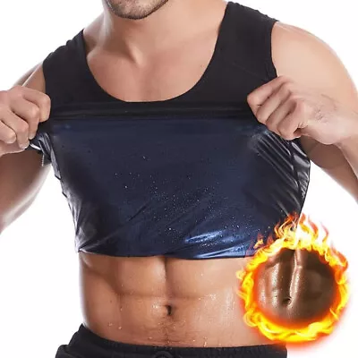 $14.29 • Buy Men Sauna Suit Sweat Vest Tank Top Fitness T-Shirt Body Shaper Waist Trainer Gym
