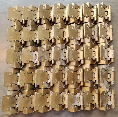 $59.99 • Buy Lot Of 35 Vintage Brass Semi-Wrap Overlay Cabinet Door Hinges 7541