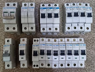 HAGER Main Switch Terminal Blocks Various MCB's Type B & Type C - Used • £2.49