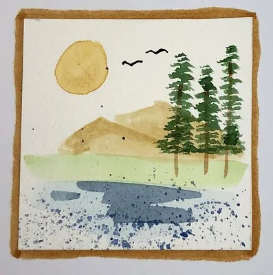 Hand Painted Mountain Landscape Greetings Card. Original Water Colour. Walker. • £4.95