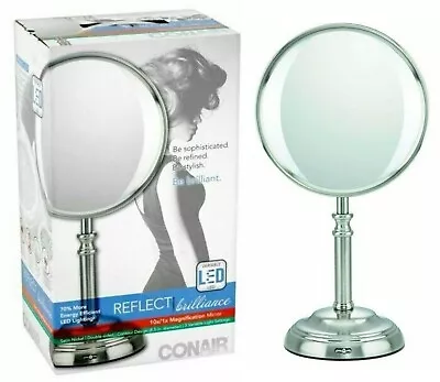 Conair BE10108 Elite Collection 10X/1X Magnifying Makeup Mirror LED Satin Nickel • $59.99