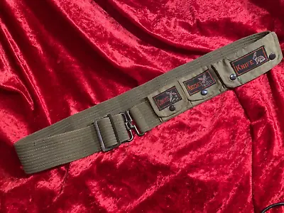 1960s US COLD WAR ARMY TYPE SURVIVAL PISTOL BELT COMPASS MATCH KNIFE POUCH PART • $21.99