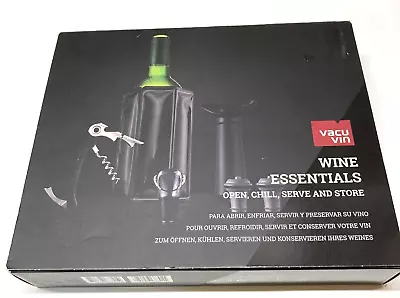 Vacu Vin Wine Set Essentials Black Set Cooler Server Corkscrew Stoppers Saver • $17.36