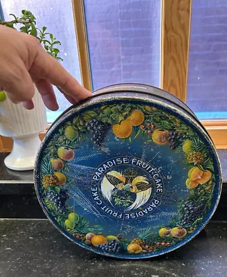 Vintage Ward Baking Co. 10-1/2  Diameter Paradise Fruitcake Tin Empty • $15.50