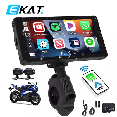 5.5  IPS Touch Screen Portable Motorcycle Navigator DVR Wireless CarPlay GPS Nav • $159.99