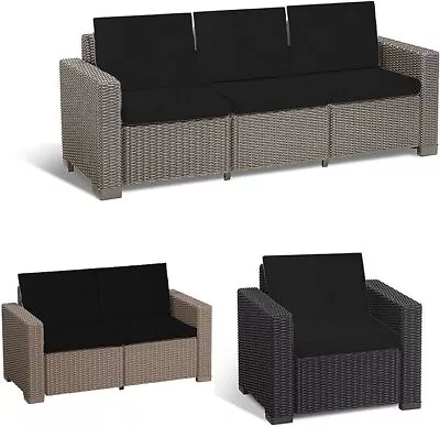 Keter Albert  Cushion Set Pads Rattan Garden Furniture Sofa Armchair Black • £95.95