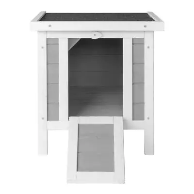 Outdoor Cat House Rabbit Hutch Small Animal Home Shelter Weatherproof Gray • $39.98