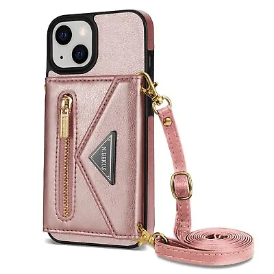 $15.19 • Buy For IPhone 14 11 13 12 Pro XS Max XR 7 8 Plus Wallet Leather Case Cover W/ Strap