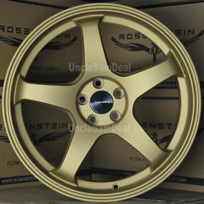 18x8.5 5x100 +35 OFFSET ROSENSTEIN CR MATTE GOLD 5 SPOKES SPORT WHEELS SET OF 4 • $672