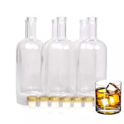 6 X 1000ml 1 Litre Glass Spirits Liquor Whiskey Rum Bottles With Gold Cork • $39.99