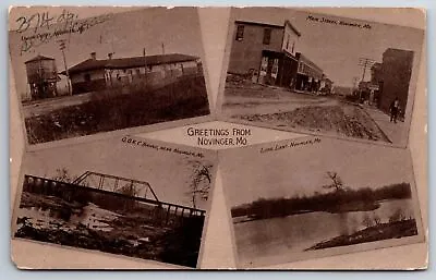 Novinger Missouri~Union Railroad Depot~Water Tank~Main Street~RR Bridge~1911 • $17