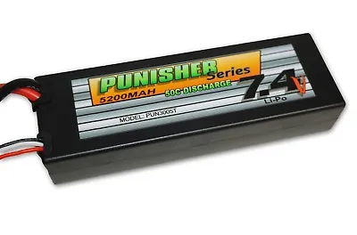 Punisher Series 5200mah 50C 2cell Lipo (Traxxas Plug) 7.4V Battery • $44.95