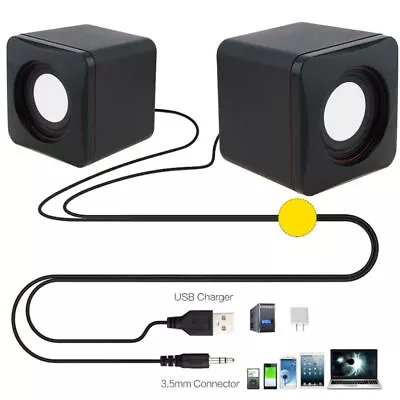 3.5mm Mini USB Wired Computer Speakers Stereo Bass For PC Laptop Desktop Blackhp • $8.41