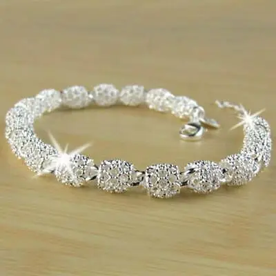 £3.85 • Buy Fashion Women's 925 Silver Charm Chain Bangle Bracelet Wedding Jewelry Xmas Gift