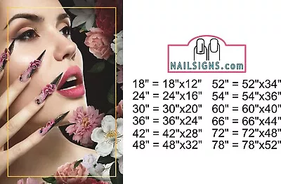 Salon 82 Perforated Mesh See Through Window Vinyl Nails Flowers Woman Vertical • £28.91