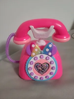 Disney Minnie Mouse Happy Helpers 7” Talking Telephone Pink Rainbow Works • $5