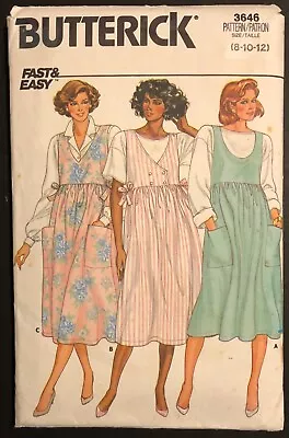 Vintage Sewing Pattern Butterick 3646 Maternity Pinafore Dress Pockets Cut Sz 10 • £3