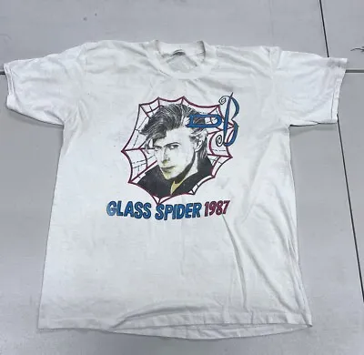 Vintage 1987 David Bowie Bootleg Glass Spiders Tour  T-shirt  Single Stitch Rare • $150