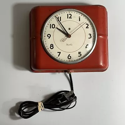 Red Vintage Deco Retro Westclox Belfast Kitchen Wall Clock Mid Century Works MCM • $29.99