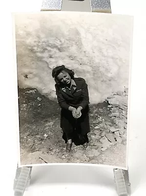 WW2 Era Photo U.S. Female WAAC By Rocks • $15.50