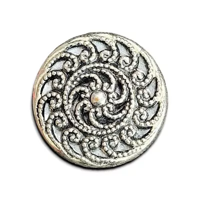 Cut Metal Pinwheel Twinkle Button Vintage Metal Mirror Back Cone Self Shank 36 L • $7.11