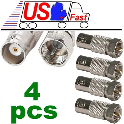 4 Pcs BNC Female To F Type Male Coax Coaxial Cable Connector Adapter Converter • $8.49