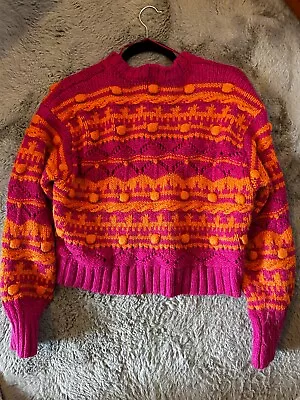 Zara Women's Pink & Orange Knitted Cardigan - Size S • £15