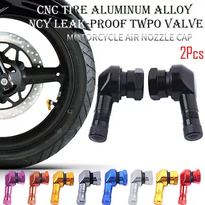 2PCS Motorcycle CNC Aluminum 11.3mm Tire Wheel Stem Valve 90 Degree Angled NEW • $8.49