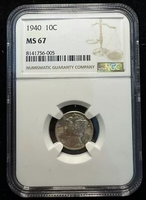 1940 10C Mercury Dime NGC MS 67 • $74