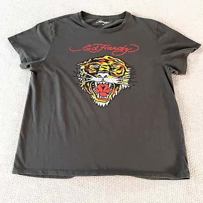 Ed Hardy Shirt Womens XL Tiger Tattoo Art Illustration Graphic Rhinestone Tee • £24.09