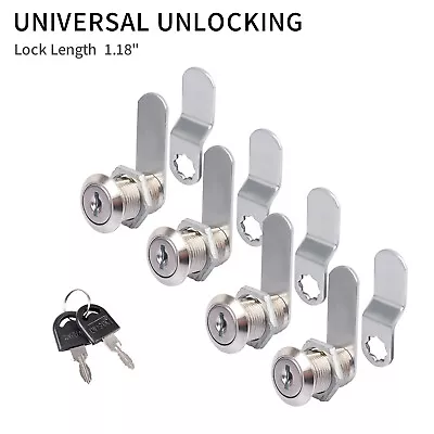 $12.99 • Buy 4 Pack Cam Lock 1-1/8  Cabinet Toolbox Safe Drawer RV Lock Camper Replacement