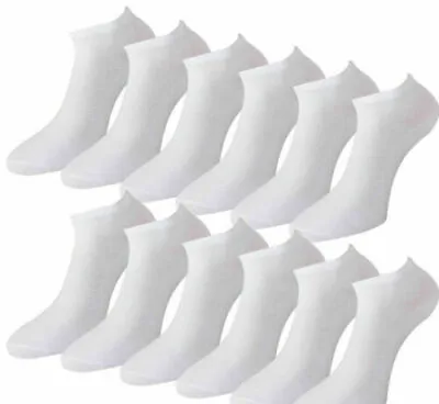 12 Pair Mens Womens Trainer Liner Ankle Socks Invisible Cotton Low Cut Socks • £9.85