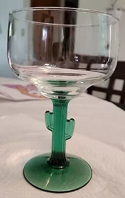 Libby Margarita Glass With Green Cactus Stem Glassware 12oz RETRO GREAT COND • $4.99