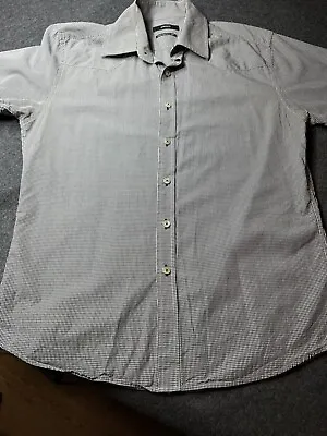 Marcs Fitted  Checkered  Men's Career  Button Down Dress Shirt Size Large • $13.99