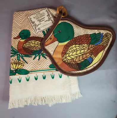 Vintage Mallard Duck KitchenTowel Potholder Set RA Briggs The Kitchen Shoppe NEW • $22.08