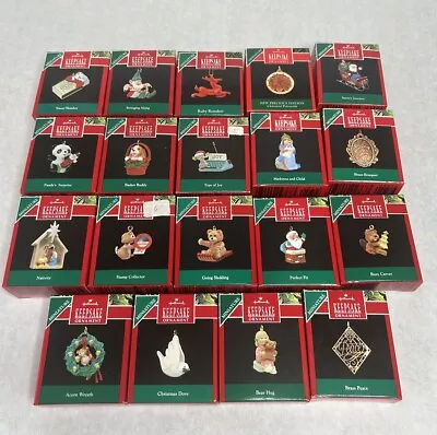 Lot Of 19 Hallmark Miniature Mini Ornaments 1990 Christmas Santa Elf Brass Bear • $19.99