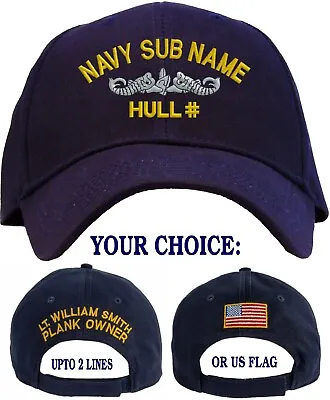 Personalized US Naval Submarine With Name Of Your Choice Embroidered Cap • $17.95