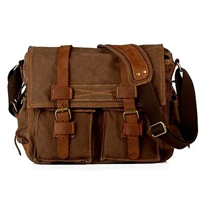 Laptop Bag 14.5 Inch Mens Vintage Casual Canvas Messenger Bag Men's Military • £33.70