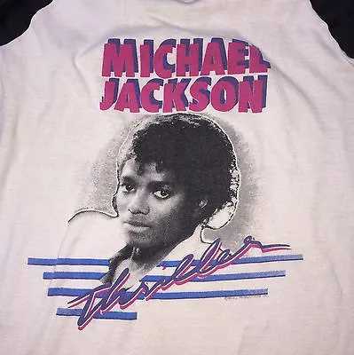 Vtg Michael Jackson 80's Thriller Baseball T-shirt Made The Knits USA Fit Xsm • $83.33