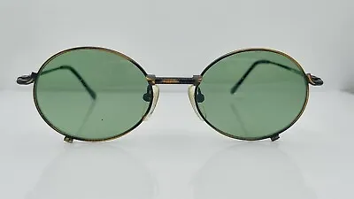 Vintage 014 Black Gold Metal Oval Sunglasses Frames Korea • $20.40