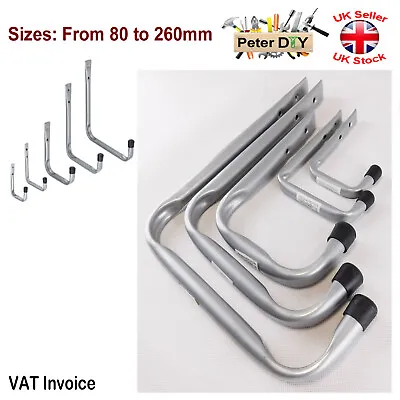 Garage Shed Storage Wall Mounted Steel Thick Straight Hook  U  5 Sizes • £3.47