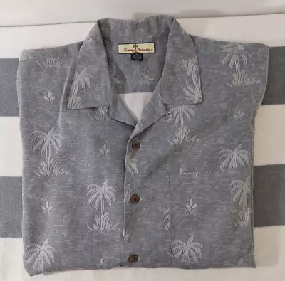 Tommy Bahama Short Sleeve Shirt Gray Palm Trees Button Up 100% Silk Men's Size M • $22.49