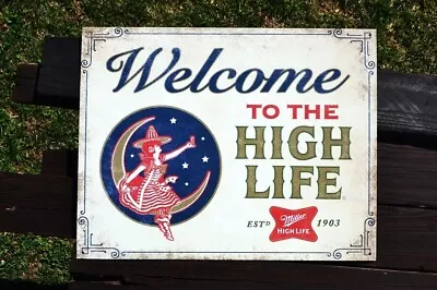 Miller Brewing Company Tin Sign - Milwaukee Beer - High Life - Girl In The Moon • $19.97