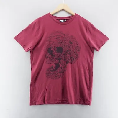 Animal Mens T Shirt Medium Maroon Skull Graphic Print Short Sleeve Cotton • $14.16