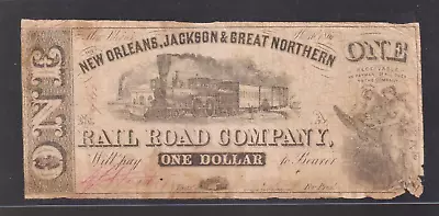 $1 New Orleans Jackson & Great Northern Confederate Railroad Canton CSA MS Note • $36.75