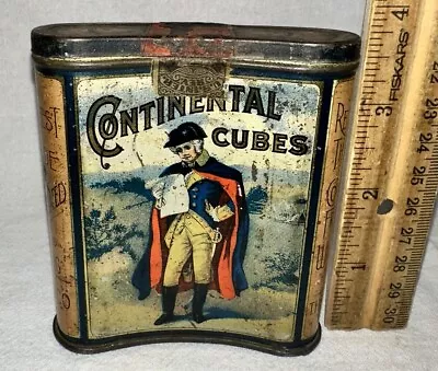 Antique Continental Cube Tobacco Tin Litho Vertical Pocket Can George Washington • $102.50