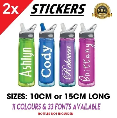 2x Personalised Name Custom Water Bottle Label Stickers School Sports Gym Drink  • $4.99