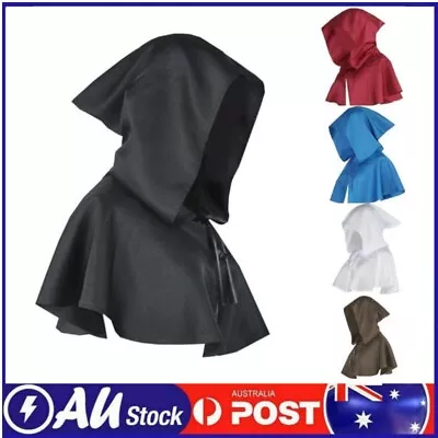 Halloween Cowl Costume Cape Short Cloak Hooded Death Wizard Witch Cosplay Gothic • $12.88